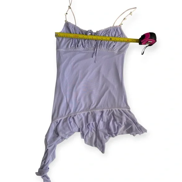 NWT UO Micro Lilac Lavender Purple Mesh Mini Fairy Dress Asymmetrical Hem XL Y2K - Picture 4 of 7